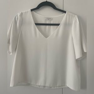 Aritzia Cropped Short Sleeve White Top